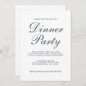 Simple Chic Calligraphy White Dinner Party Kaart (Voorkant / Achterkant)