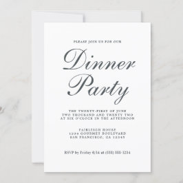 Simple Chic Calligraphy White Dinner Party Kaart