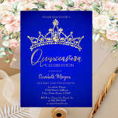 Simple Chic Crown Blue Quinceañera Kaart