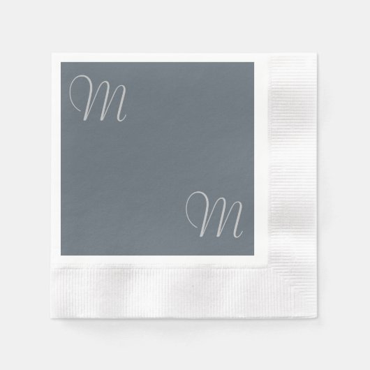 Simple Chic Custom Monogramed Paper Napkins Grey Servet (Voorkant)