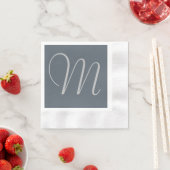Simple Chic Custom Monogramed Paper Napkins Grey Servetten (Insitu)