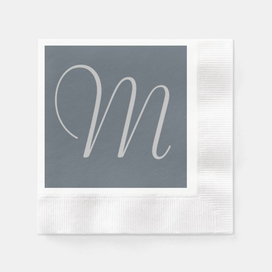 Simple Chic Custom Monogramed Paper Napkins Grey Servetten (Voorkant)