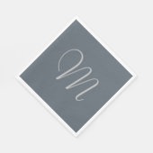 Simple Chic Custom Monogramed Paper Napkins Grey Servetten (Hoek)