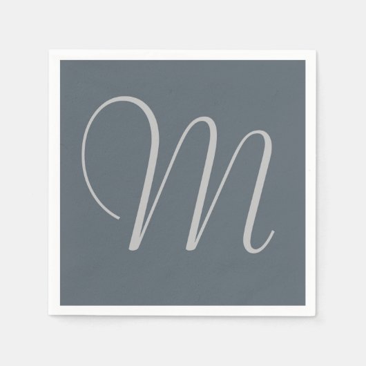 Simple Chic Custom Monogramed Paper Napkins Grey Servetten (Voorkant)