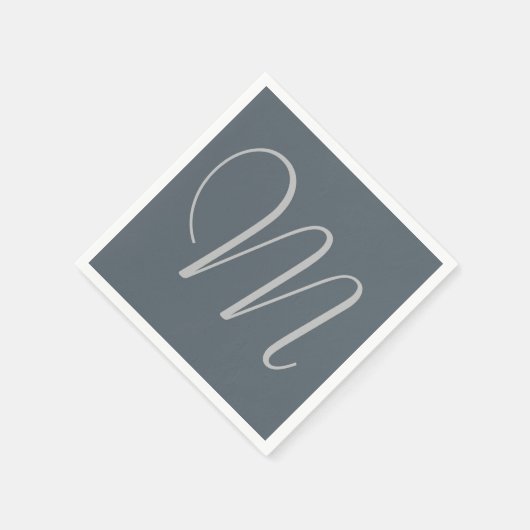 Simple Chic Custom Monogramed Paper Napkins Grey Servetten (Hoek)