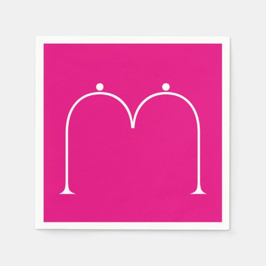 Simple Chic Custom Monogramed Paper Napkins Pink Servet (Voorkant)