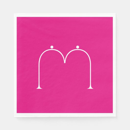 Simple Chic Custom Monogramed Paper Napkins Pink Servetten (Voorkant)