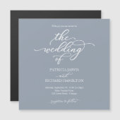 Simple Chic Dusty Blue Wedding Magnetic Invitation Magnetische Uitnodiging (Voorkant / Achterkant)