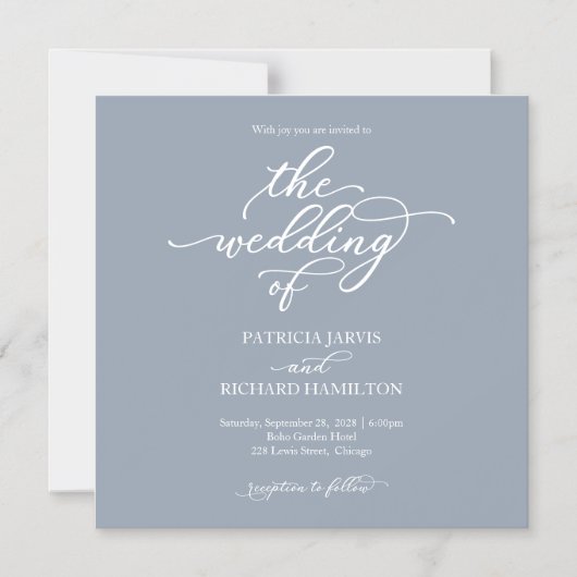 Simple Chic Dusty Blue Wedding Magnetic Invitation Magnetische Uitnodiging (Voorkant)