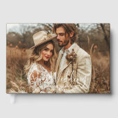 Simple Chic Elegant Calligraphy Photo Wedding Gastenboek (Voorkant)