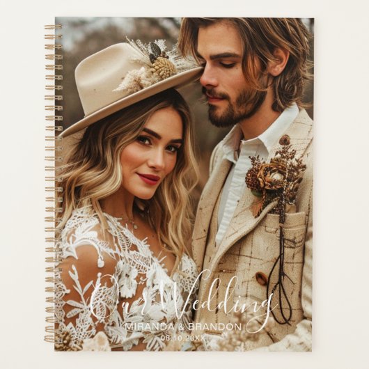 Simple Chic Elegant Calligraphy Photo Wedding Planner (Voorkant)