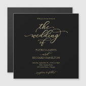 Simple Chic Gold Black Wedding Magnetic Invitation Magnetische Uitnodiging (Voorkant / Achterkant)