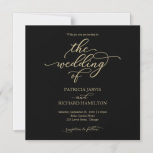 Simple Chic Gold Black Wedding Magnetic Invitation Magnetische Uitnodiging