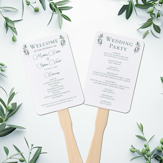 Simple Chic Green Botanical Fall Wedding Programme Handwaaier