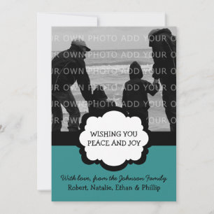 Simple Chic Holiday Photo Flat Kaart, Blauwgroen Feestdagenkaart