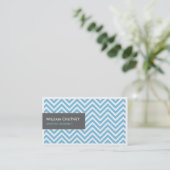 Simple Chic Light Blue Chevron Zigzag Profile Card Visitekaartje (Staand voorkant)