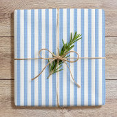 Simple Chic Linen Look Striped Pattern Blue White Cadeaupapier