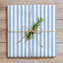 Simple Chic Linen Look Striped Pattern Blue White Cadeaupapier