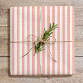 Simple Chic Linen Look Striped Pattern Coral Pink Cadeaupapier