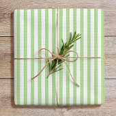 Simple Chic Linen Look Striped Pattern Green White Cadeaupapier
