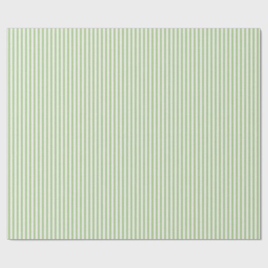Simple Chic Linen Look Striped Pattern Green White Cadeaupapier (Vlak)