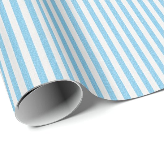 Simple Chic Linen Look Striped Pattern Light Blue Cadeaupapier (Rol Hoek)
