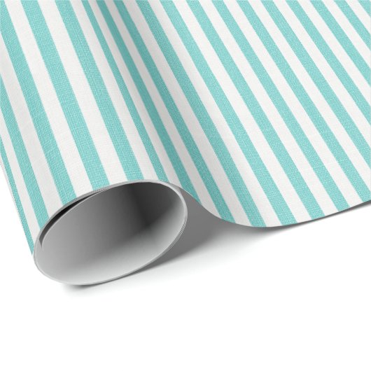 Simple Chic Linen Look Striped Pattern Mint Green Cadeaupapier (Rol Hoek)