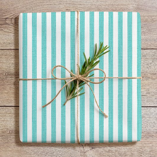 Simple Chic Linen Look Striped Pattern Mint Green Cadeaupapier