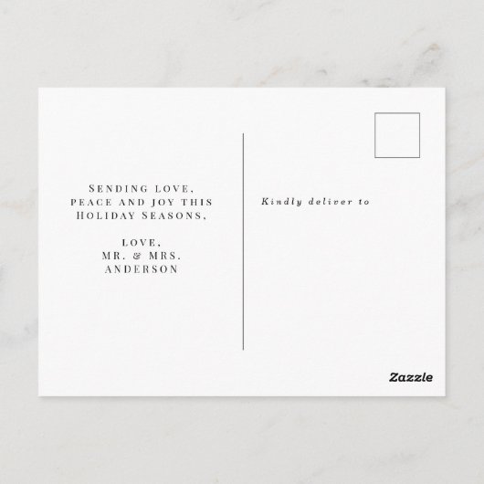 Simple Chic Married en Merry Photo Kerstmis Briefkaart (Achterkant)