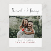 Simple Chic Married en Merry Photo Kerstmis Briefkaart (Voorkant)