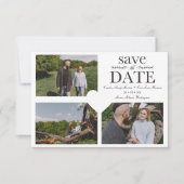 Simple Chic Minimalist Classic 3 Photos Engagement Save The Date (Voorkant)