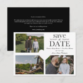 Simple Chic Minimalist Classic 3 Photos Engagement Save The Date (Voorkant / Achterkant)