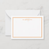 Simple Chic Minimalist Monogram 2 Border Oranje Notitiekaartje (Voorkant)