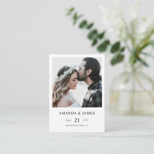 Simple Chic Modern Wedding Photo Informatiekaartje (Staand voorkant)