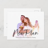 Simple Chic New Plan Weddenschap Uitgesteld Briefkaart (Voorkant / Achterkant)