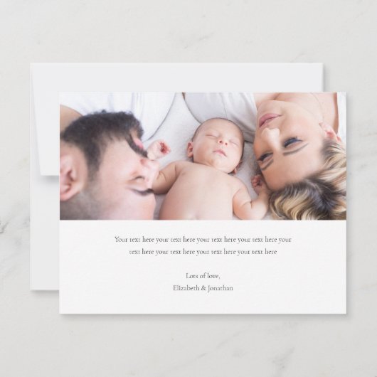 Simple Chic Photo Birth Announding Kaart Sjabloon (Achterkant)