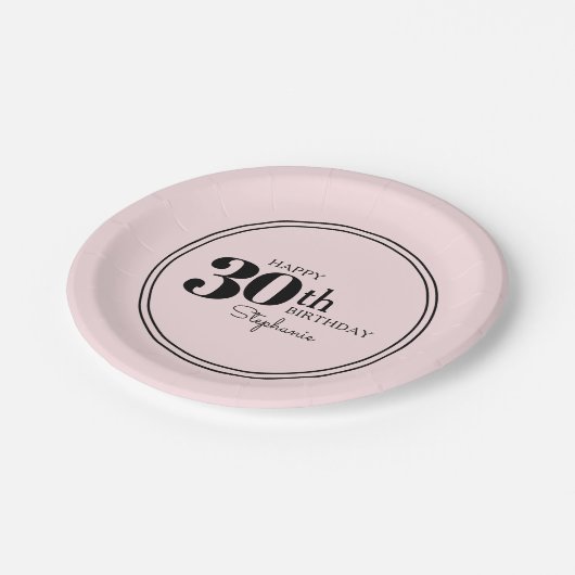 Simple Chic Pink 30th Birthday Party Papieren Bordje (Gekanteld)