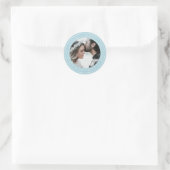 Simple Chic Save the Date Trouwfoto Blauwe Gloed Ronde Sticker (Tas)