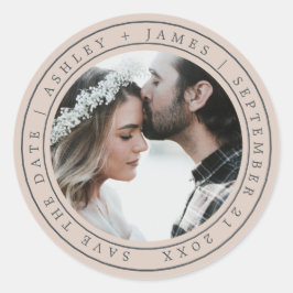 Simple Chic Save the Date Weduwfoto Paars Ronde Sticker