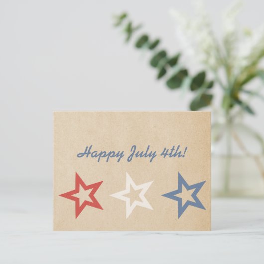 Simple Chic Stars Briefkaart van 4 juli (Staand voorkant)