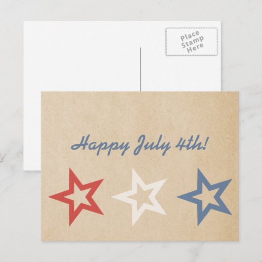 Simple Chic Stars Briefkaart van 4 juli (Voorkant / Achterkant)