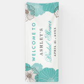 Simple Chic Turquoise Green Floral Vrijgezellenfee Spandoek (Verticaal)