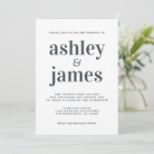 Simple Chic Typography Black White Wedding Kaart (Staand voorkant)