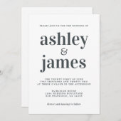 Simple Chic Typography Black White Wedding Kaart (Voorkant / Achterkant)