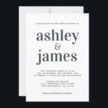 Simple Chic Typography Black White Wedding Kaart<br><div class="desc">Eenvoudige en chic bruiloft-uitnodiging biedt een zwart, stijlvol, elegant en modern type op een witte achtergrond. Voeg gewoon je trouwgegevens toe. Exclusief voor u ontworpen door Happy Dolphin Studio. Neem contact met ons op via happydolphinstudio@outlook.com als je hulp of overeenkomende producten nodig hebt. We helpen je graag om van je...</div>