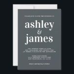 Simple Chic Typography Black White Wedding Kaart<br><div class="desc">Eenvoudige en chique bruiloft uitnodiging heeft witte stijlvolle, elegante en moderne typografie op een off-black achtergrond. Voeg gewoon uw trouwgegevens toe. Exclusief voor u ontworpen door Happy Dolphin Studio. Als u hulp of bijpassende producten nodig hebt, neem dan contact met ons op via happydolphinstudio@outlook.com. We helpen je graag om van...</div>