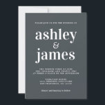 Simple Chic Typography Black White Wedding Kaart<br><div class="desc">Eenvoudige en chique bruiloft uitnodiging heeft witte stijlvolle, elegante en moderne typografie op een off-black achtergrond. Voeg gewoon uw trouwgegevens toe. Exclusief voor u ontworpen door Happy Dolphin Studio. Als u hulp of bijpassende producten nodig hebt, neem dan contact met ons op via happydolphinstudio@outlook.com. We helpen je graag om van...</div>