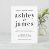 Simple Chic Typography Black White Wedding Kaart (Staand voorkant)
