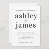 Simple Chic Typography Black White Wedding Kaart (Voorkant / Achterkant)