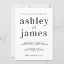 Simple Chic Typography Black White Wedding
